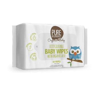 Pure Beginnings - Biodegradable Baby Wipes with Organic Aloe - White