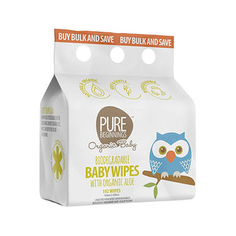 Pure Beginnings Gentle Baby Wipes with Organic Aloe, 3 packs - 192 Wipes